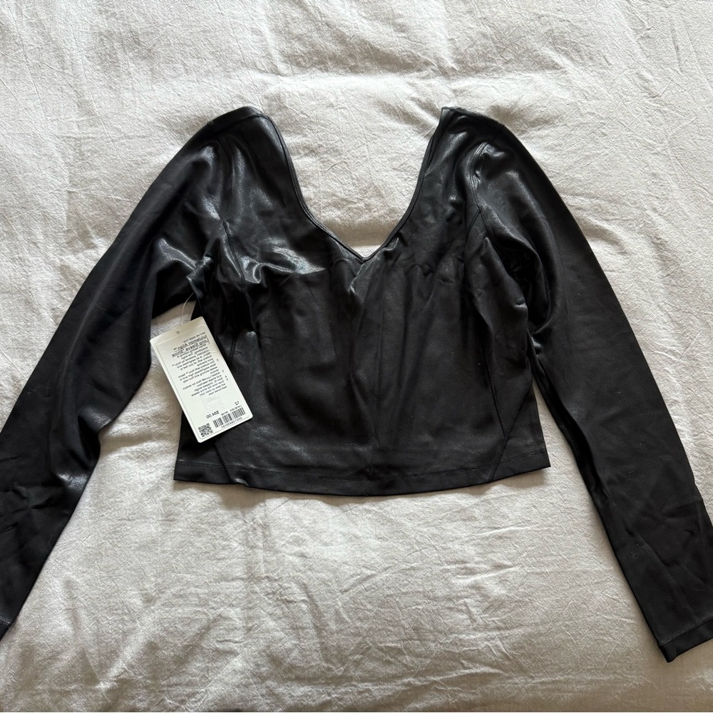 Lululemon Athletica Black Asymmetrical Long Sleeve Bodysuit